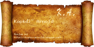 Kopkó Arnold névjegykártya