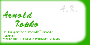 arnold kopko business card
